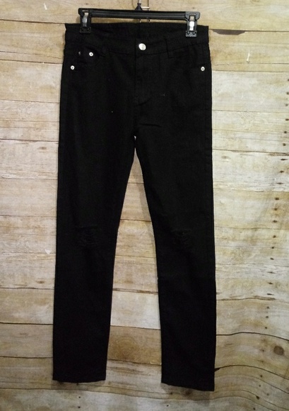 the Fashion Denim - The Fashion black causal distressed pants